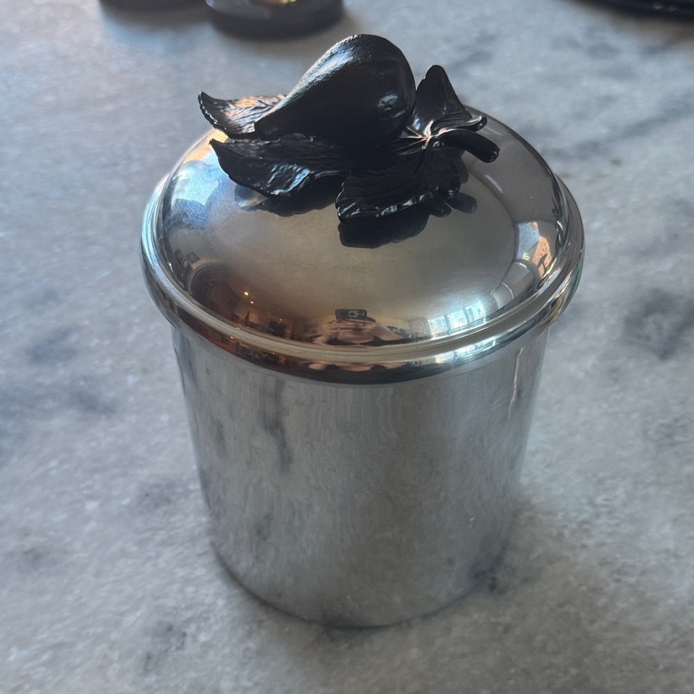 Michael Aram Ice Cream Server Lidded Fig Canister Container Fig Leaf